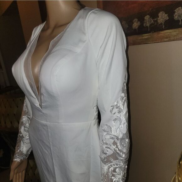 🆕️👰Romantic Bridal Wedding Mermaid Sexy Slit With V-neck, SZ 10 - Picture 10 of 16